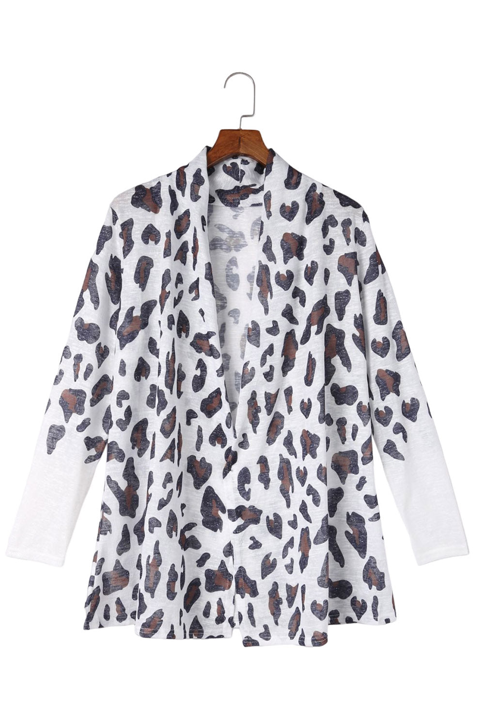 Vintage Leopard Print Open Cardigan | White