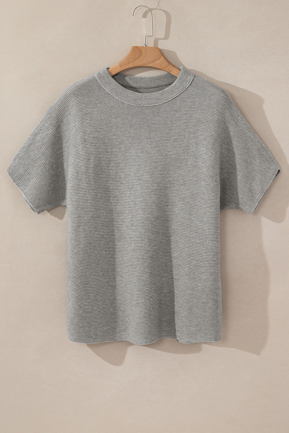 High Neck Short Bat Sleeve Sweater | Medium Grey