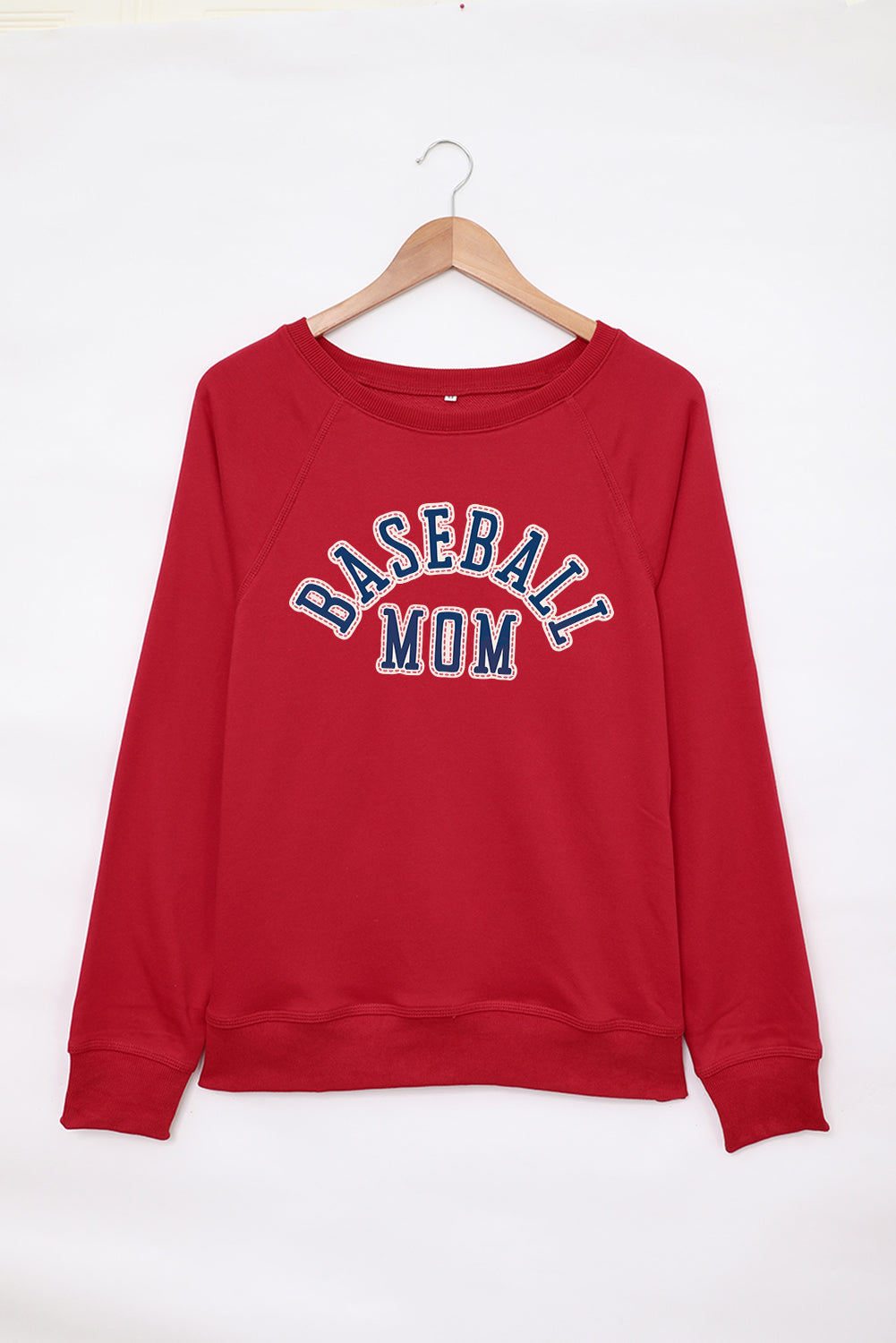 Fiery  Baseball Mom French Terry Cotton Blend Sweatshirt | Red