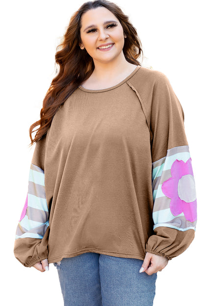 Dune Flower Patchwork Raglan Sleeve Exposed Seam Oversized Top | DUNE