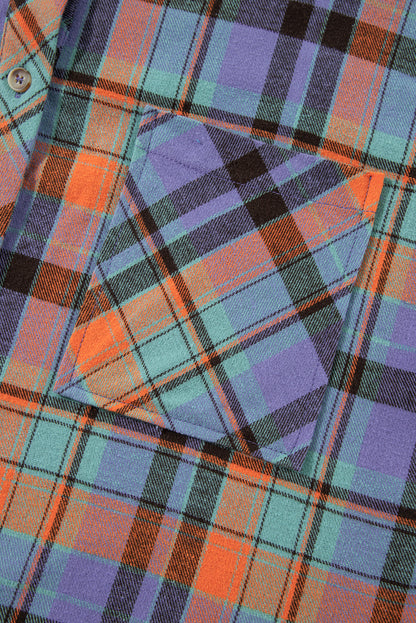 Plaid Print Loose Vintage Shirt | Orange