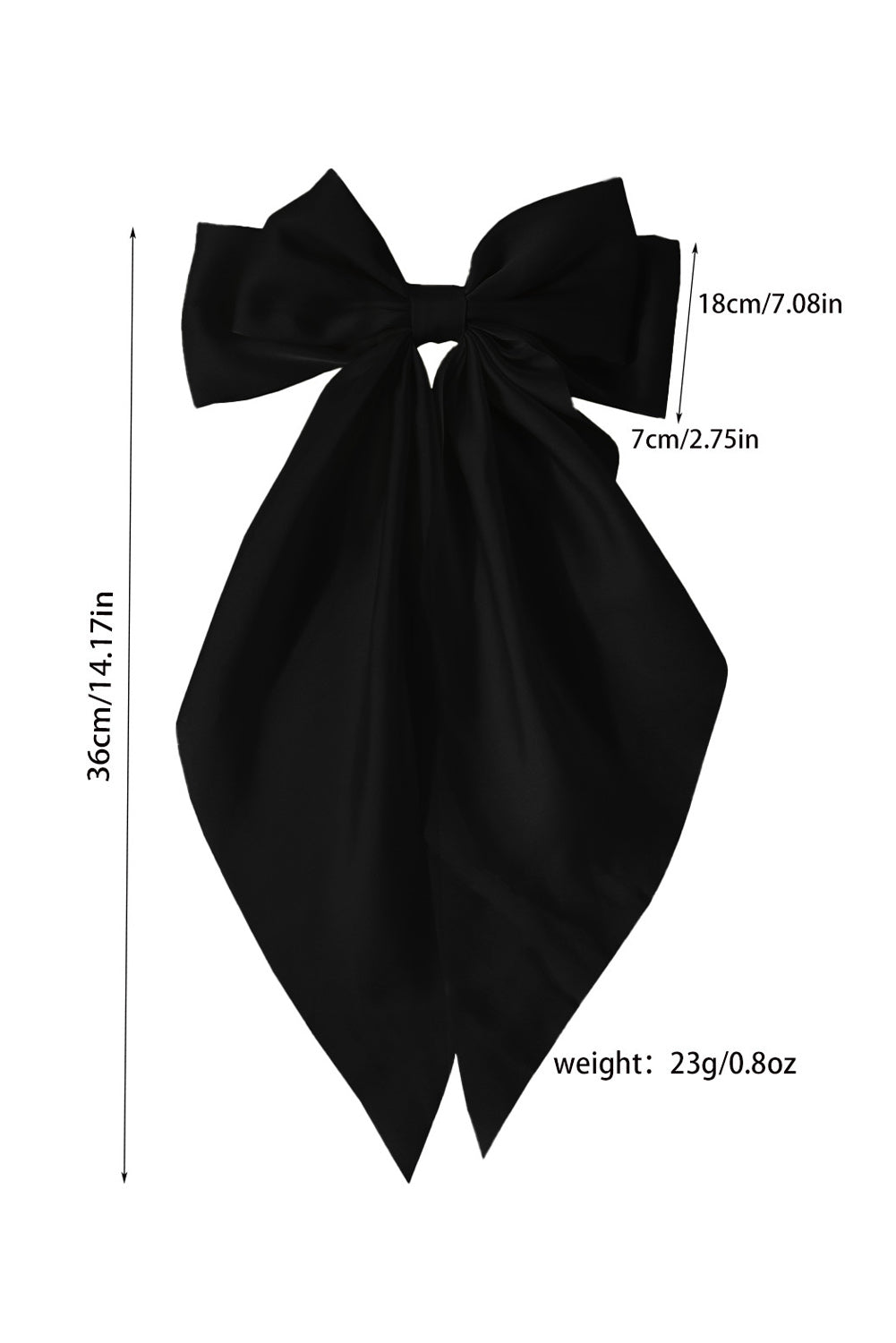 Oversized Ribbon Bowknot Satin Hair Clip | Black