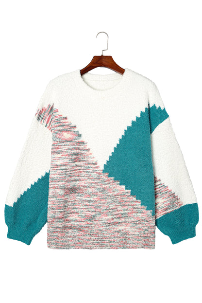 Scalloped Colour Block Plus Size Sweater | Multicolour