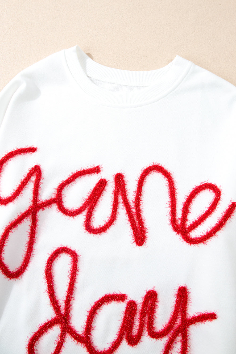 Tinsel Game Day Drop Shoulder Graphic Sweatshirt | White