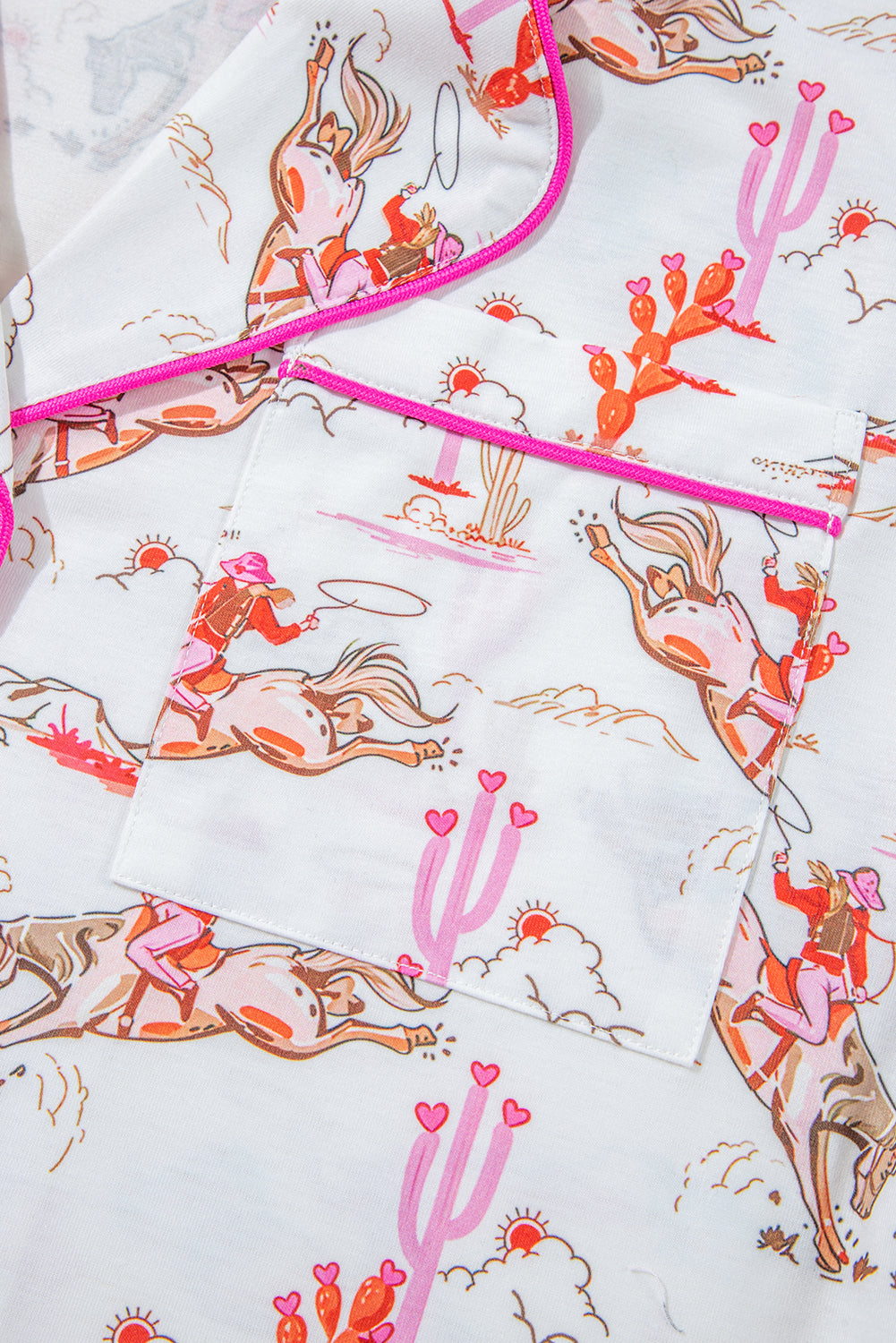 Cowgirl Country Print Pajamas Set | White