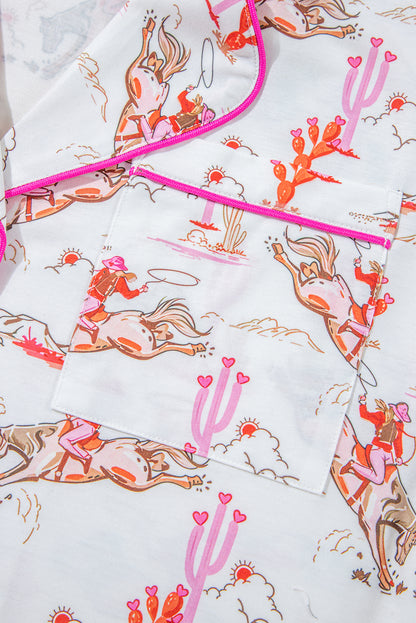 Cowgirl Country Print Pajamas Set | White