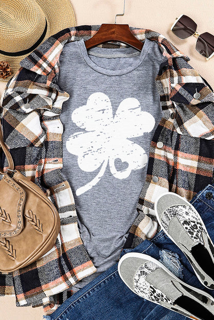 St Patrick Shamrock Graphic Print Tee | Gray