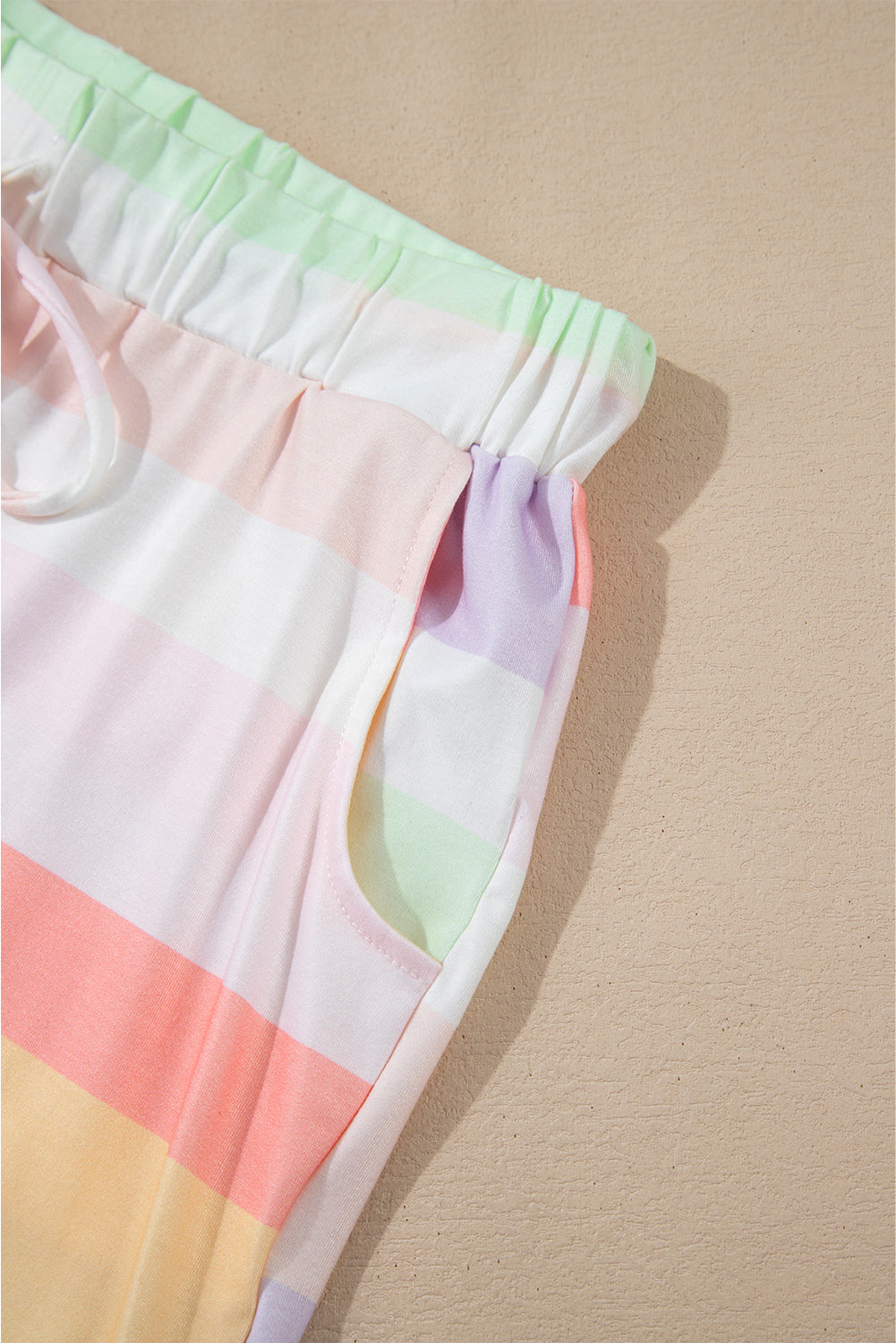 Rainbow Striped T Shirt And Shorts Set | White