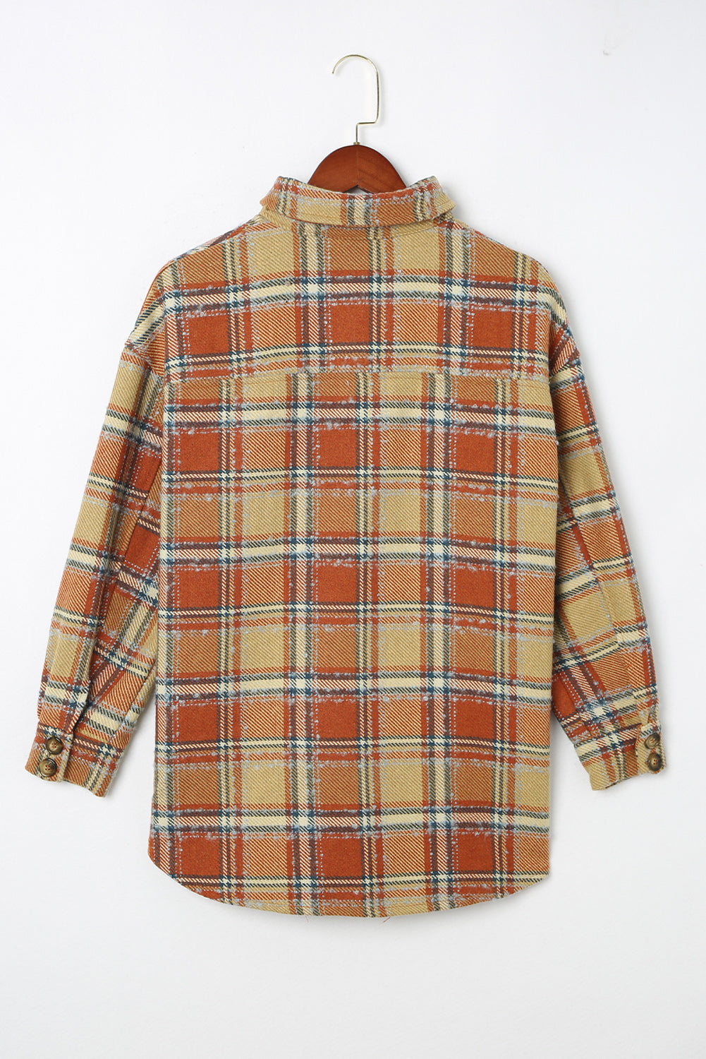 Fiery  Oversized Flap Pockets Plaid Shacket With Slits | Red