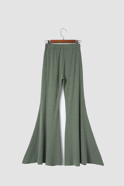 High Waist Fit And Flare Pants | Green