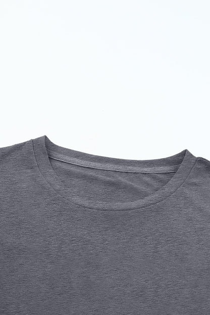 Casual Plain Crew Neck Tee | Gray