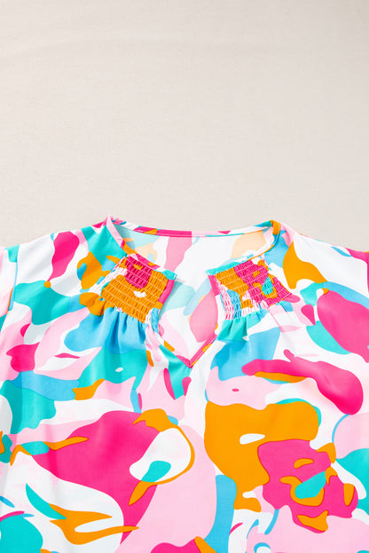 Abstract Print Ruffled Sleeve Plus Size Blouse | Multicolour