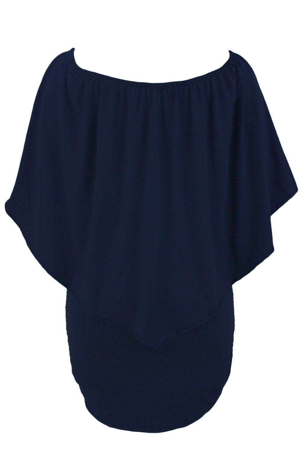 Plus Size Dressing Layered Dark Blue Mini Poncho Dress | as shown