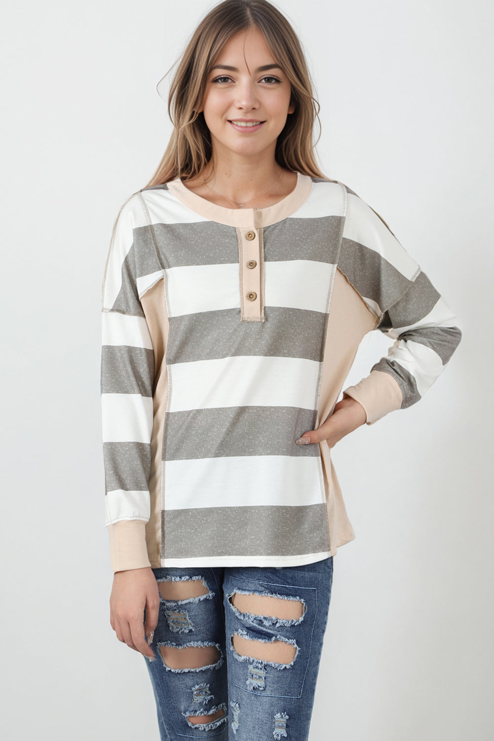 Striped Colourblock Patchwork Sweatshirt | Multicolour