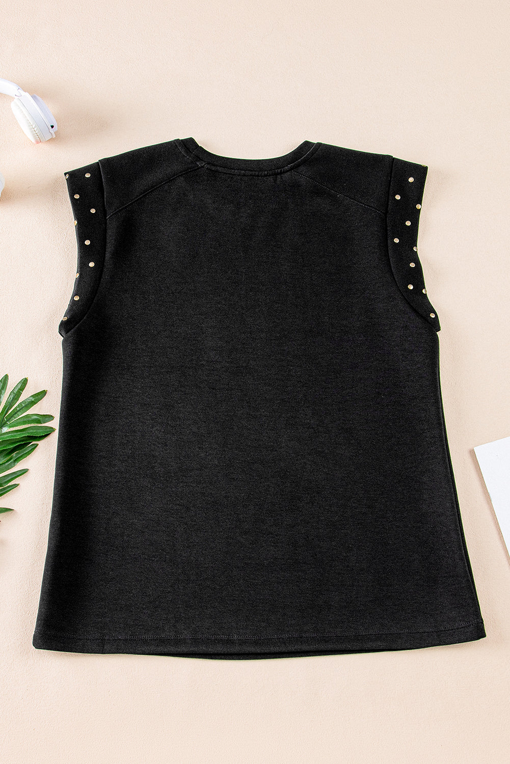 Studded Short Sleeve Top | Black