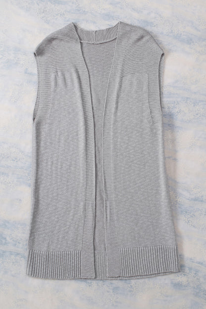 Basic Vest Cardigan Sweater | Gray