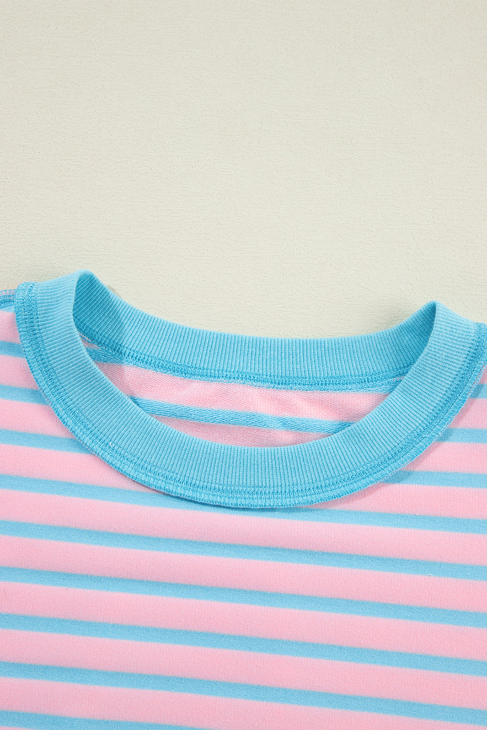 Contrast Trim High Low Pullover Tunic Sweatshirt | Pink Stripe