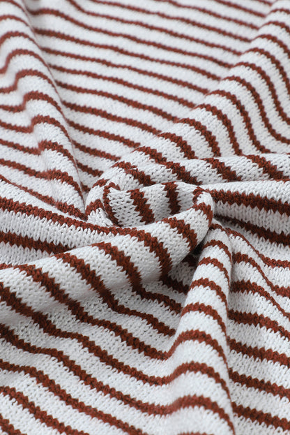 Striped Turtleneck Loose Sweater | Brown