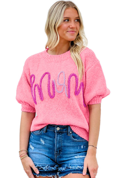 Mom Tinsel Front Short Sleeve Sweater | Bonbon