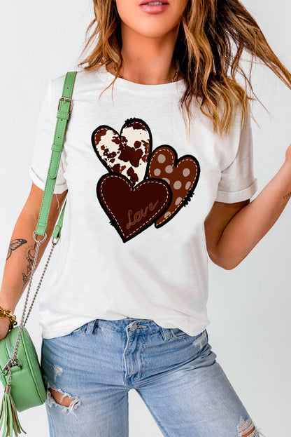 Western Valentines Heart Graphic T-Shirt | White