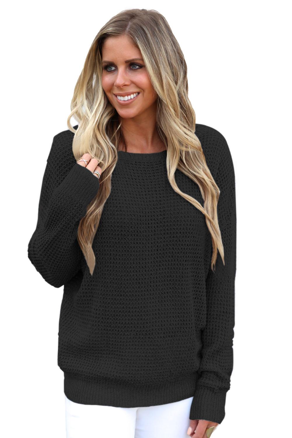 Cross Back Hollow-Out Sweater | Black