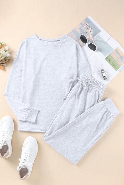 Long Sleeve Pullover And Jogger Pants Lounge Set | Gray