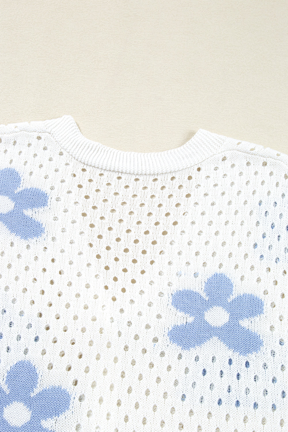 Flower Knit Hollow Out Open Short Cardigan | White