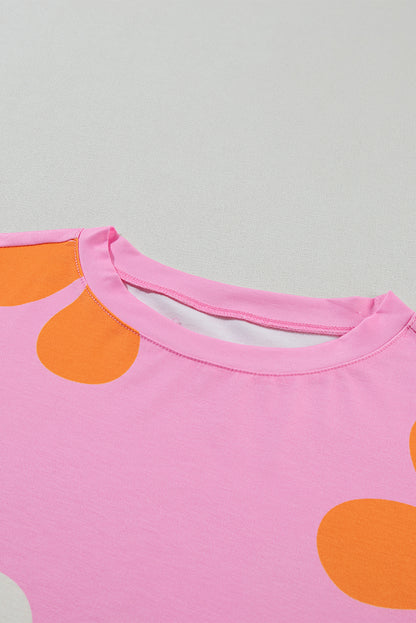 Flower Print Bubble Sleeve Tee | Pink