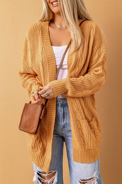 Mustard Knit Texture Long Cardigan | as shown