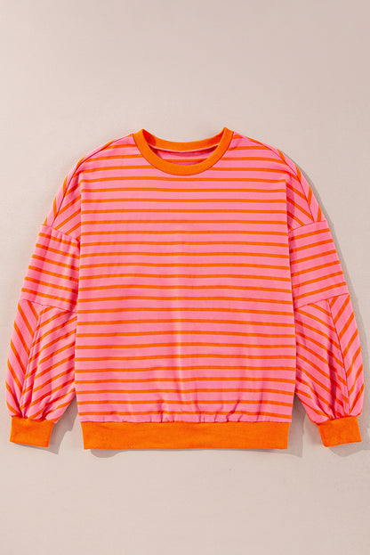 Drop Shoulder Crew Neck Loose Sweatshirt | Russet Orange