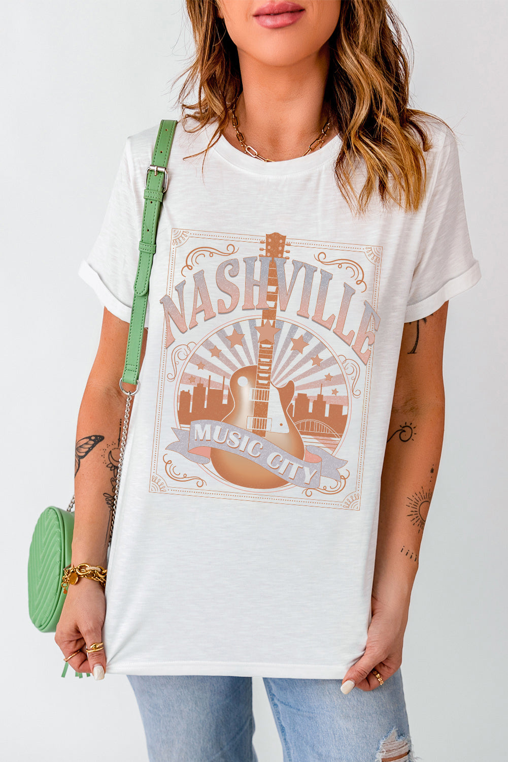 Music City Nashville Graphic T Shirt | White