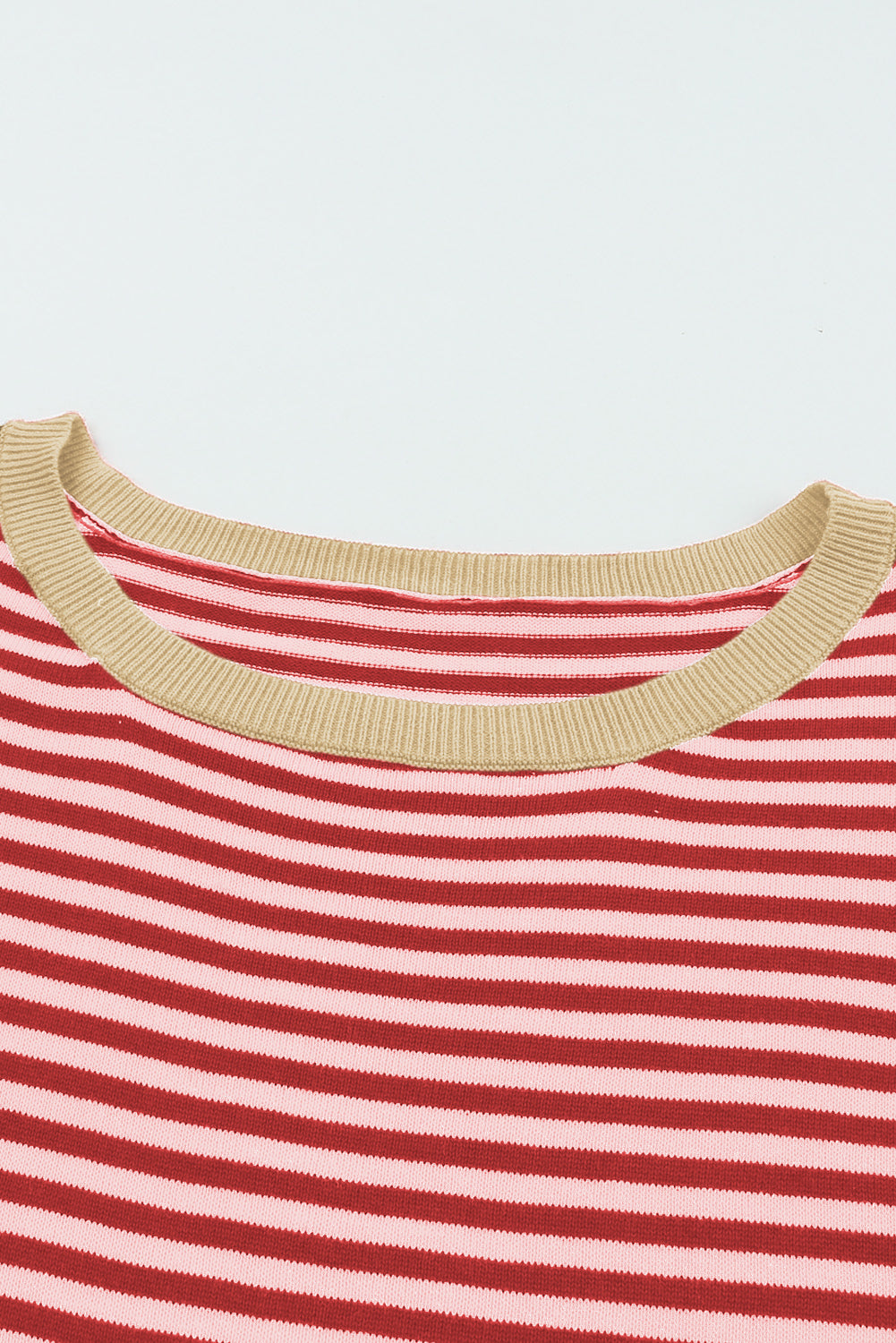 Contrast Trimmed Striped Drop Shoulder Sweater | Fiery Red