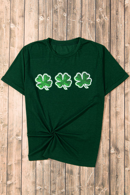 St Patrick Clover Patch Sequin Graphic T-Shirt | Green