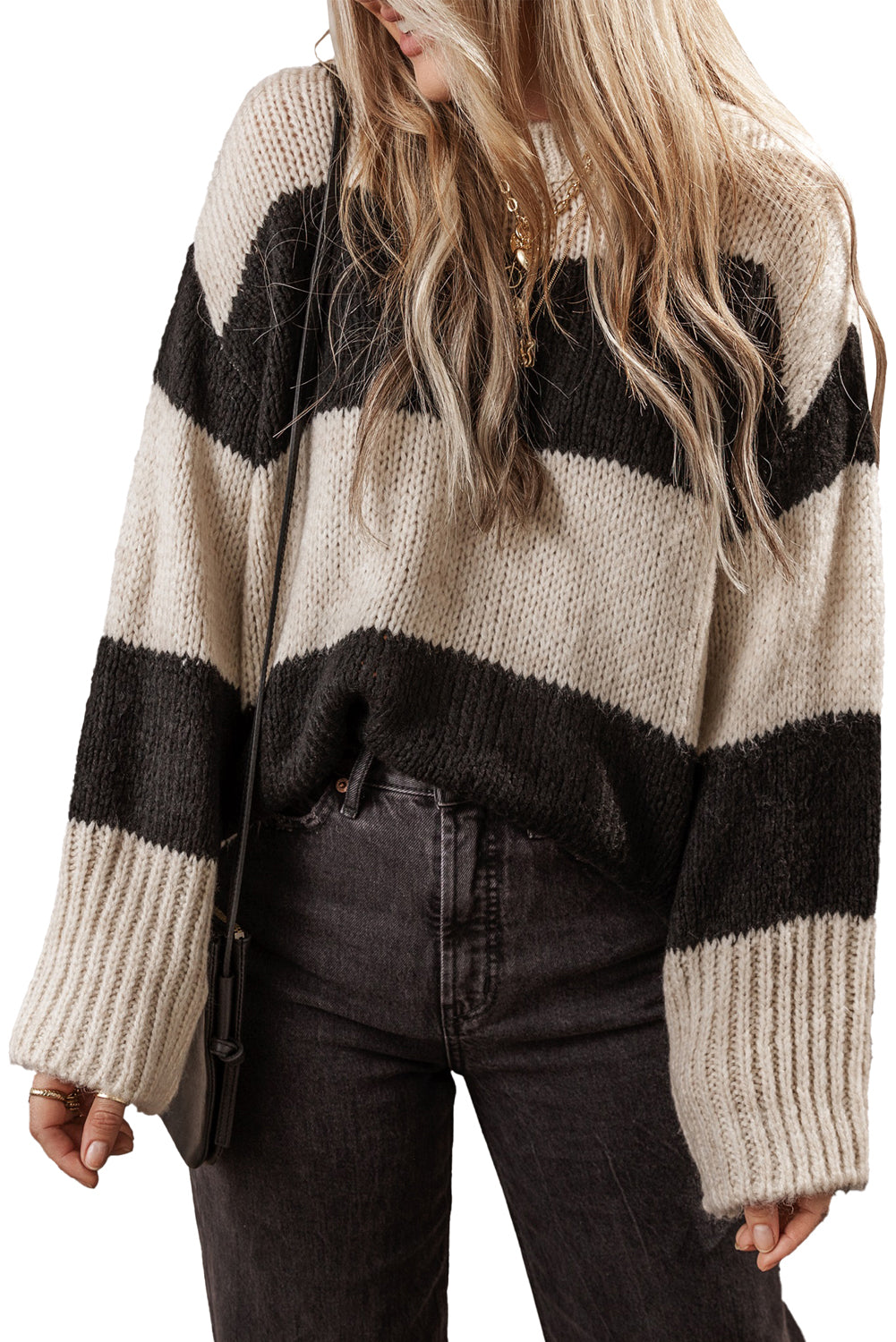 Colourblock Loose Pullover Sweater | Jet Stream