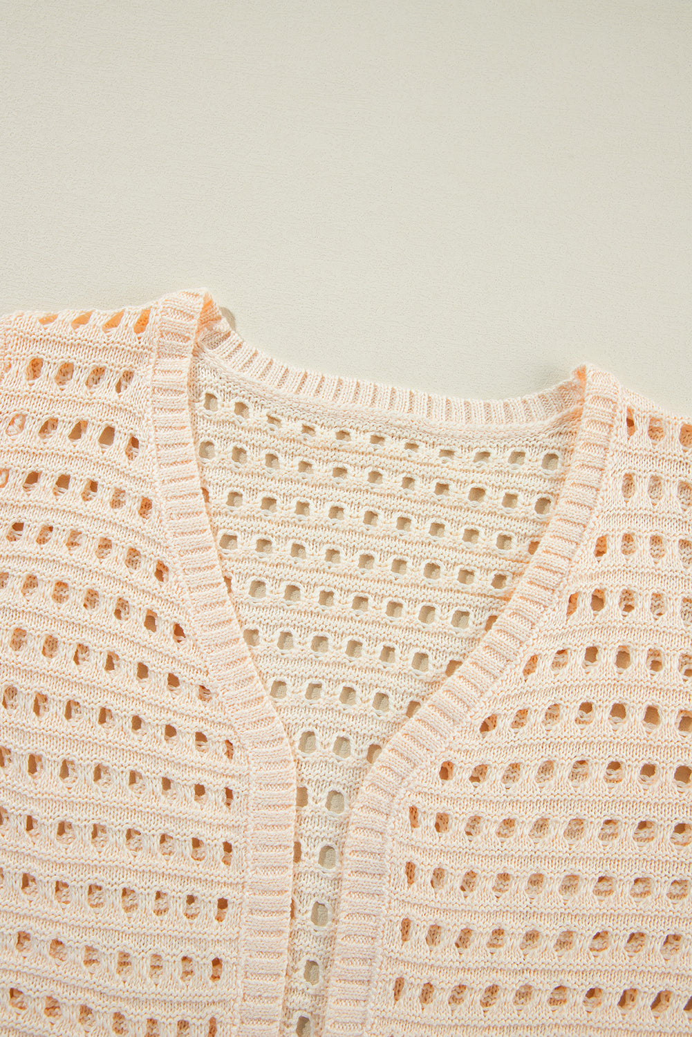 Solid Colour Open Knit Duster Cardigan | Apricot