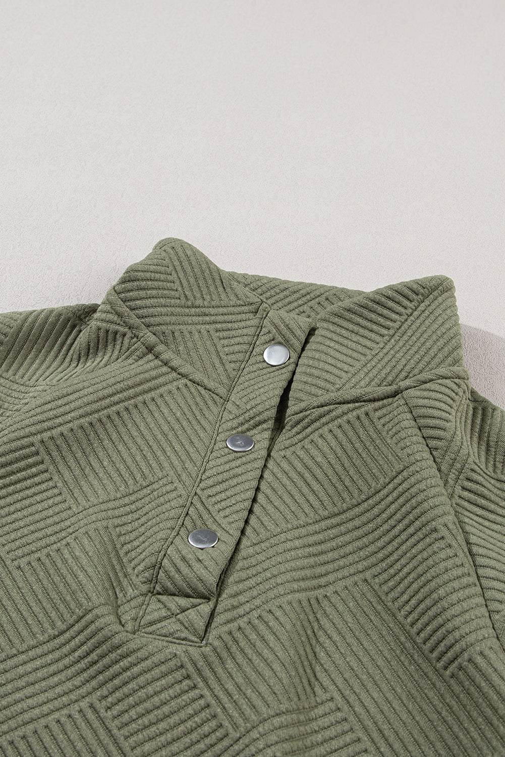 Textured Knit Buttoned Kangaroo Pocket Sweatshirt | Laurel Green