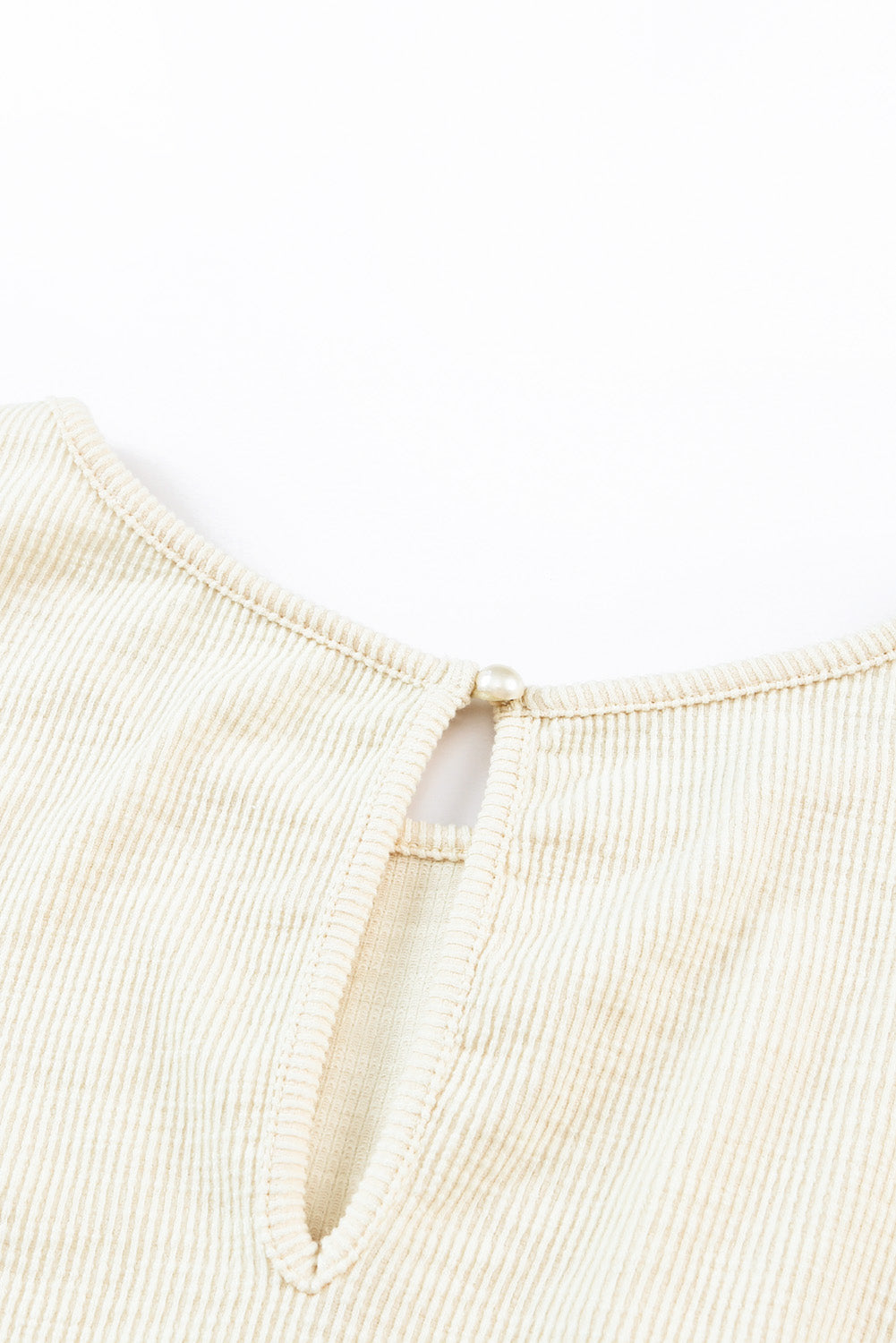 Ribbed Elastic Waist Romper | Beige