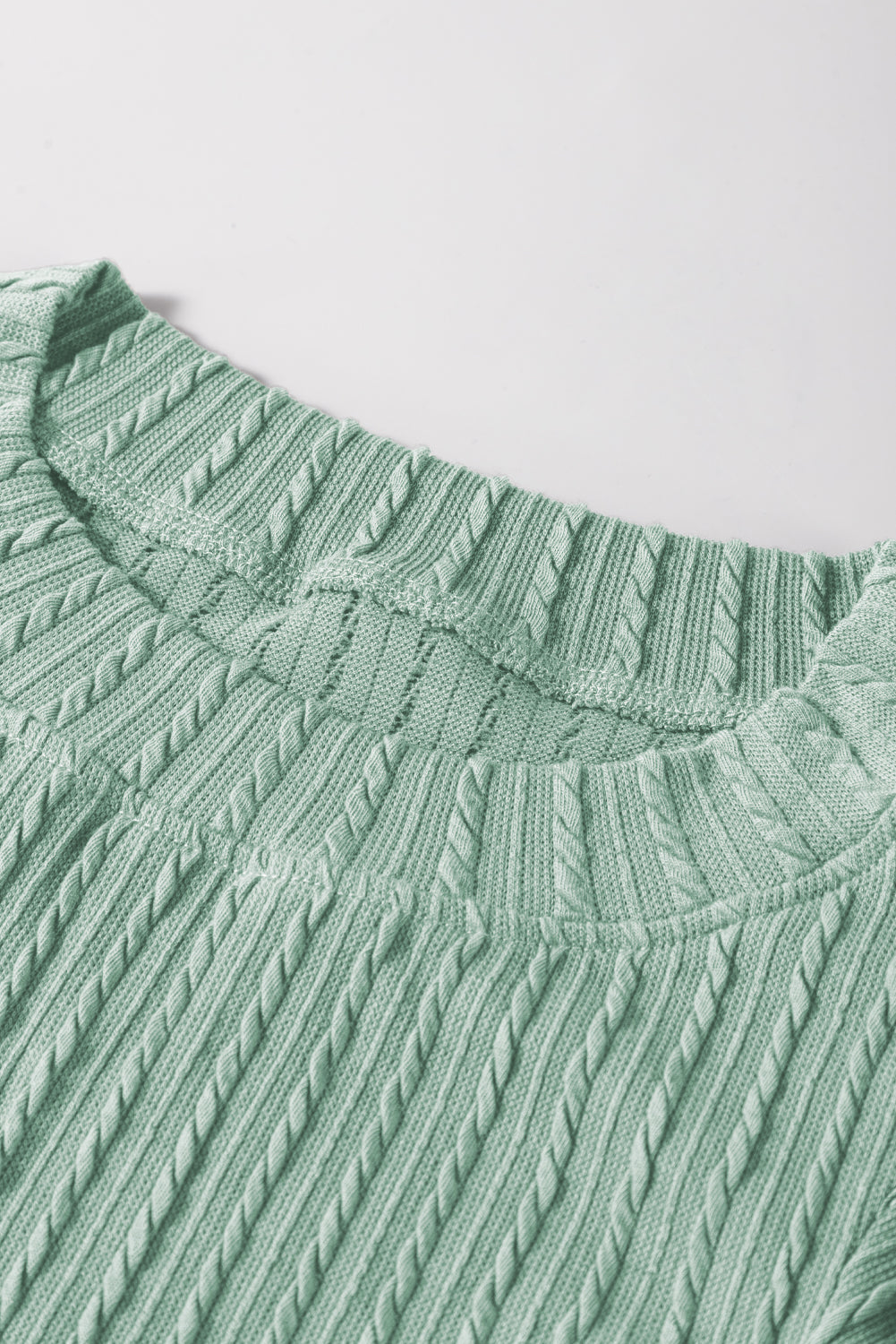 Solid Colour Textured Flutter Sleeve Top | Moonlight Jade