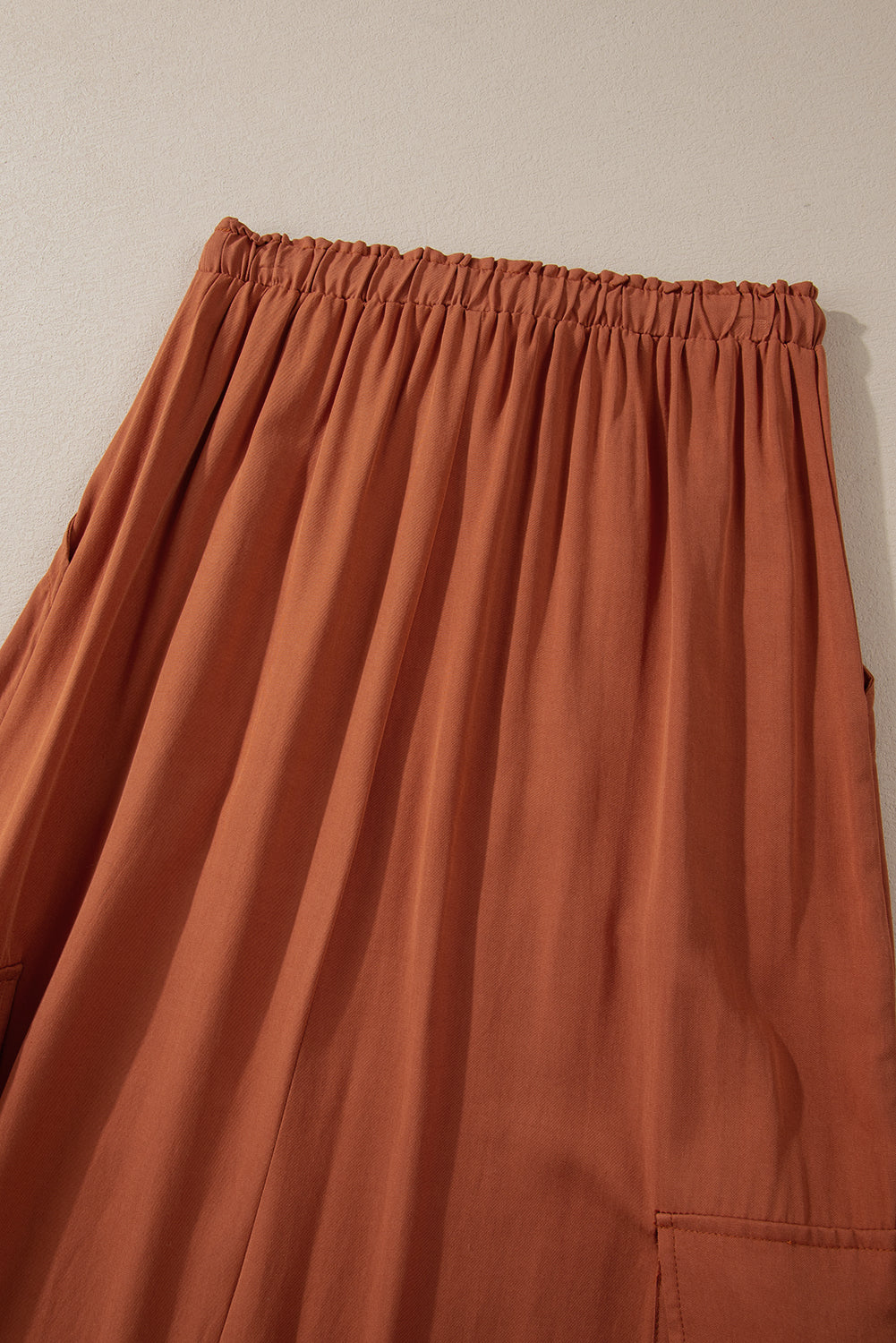 Mineral Wash Cargo Pocket Drawstring Waist Maxi Skirt | Chestnut