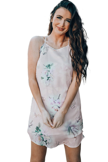 Summer Floral Print Pink Sleeveless Dress | as shown