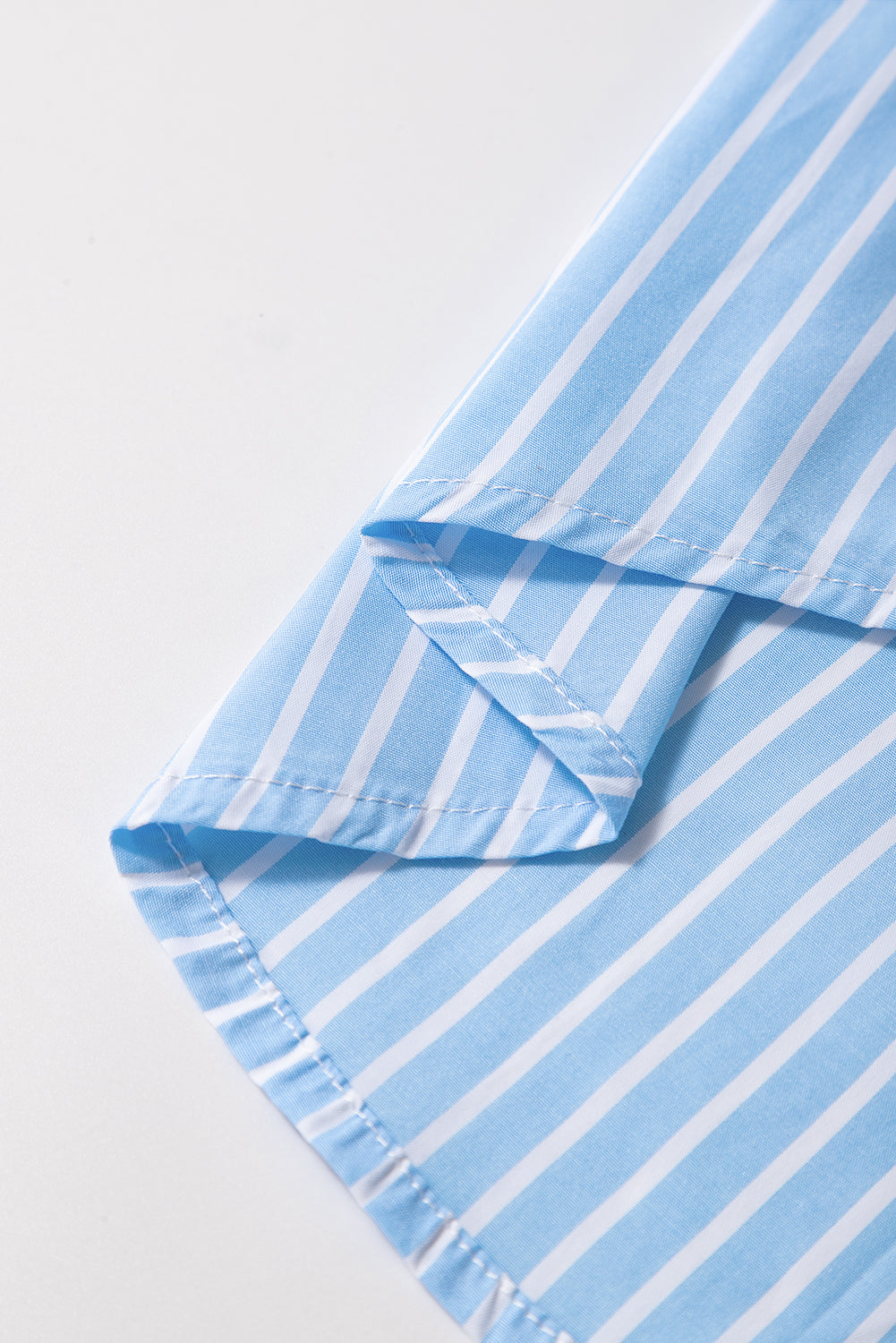 Contrast Patch Pocket Cuffed Sleeve Casual Shirt | Sky Blue Stripe