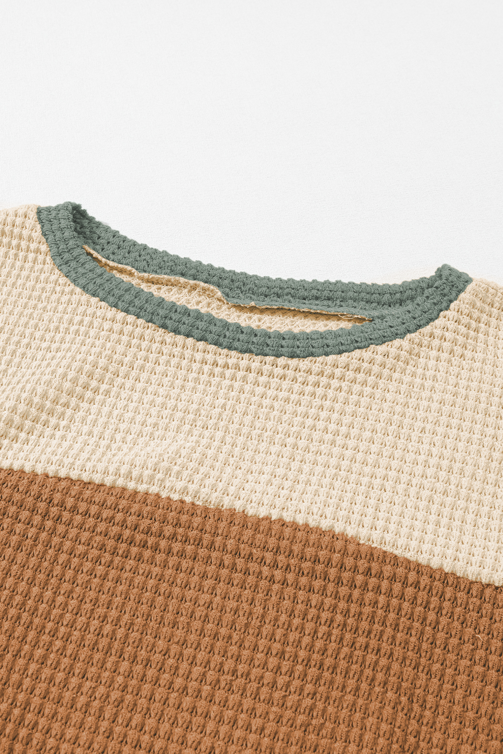 Textured Colour Block Bubble Sleeve Baggy Top | Green Stripe