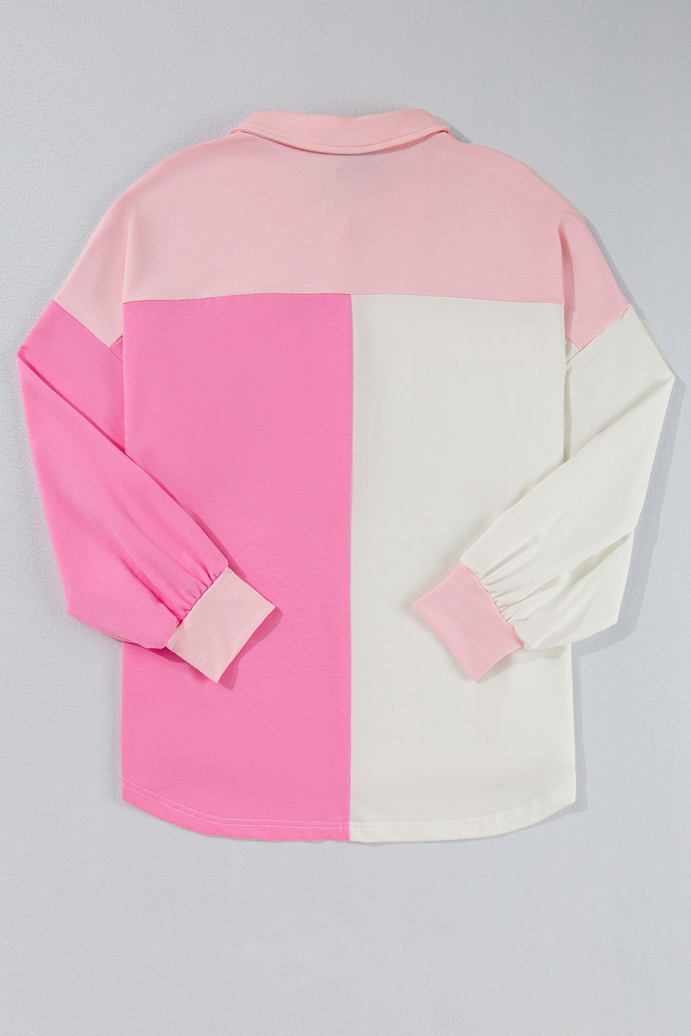 Colour Block Chest Pockets Half Button Plus Size Sweatshirt | Bonbon