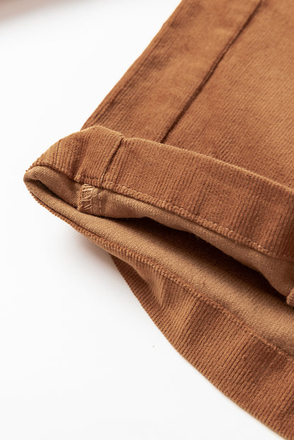 Solid Colour Double Breasted Straight Leg Pants | Chestnut