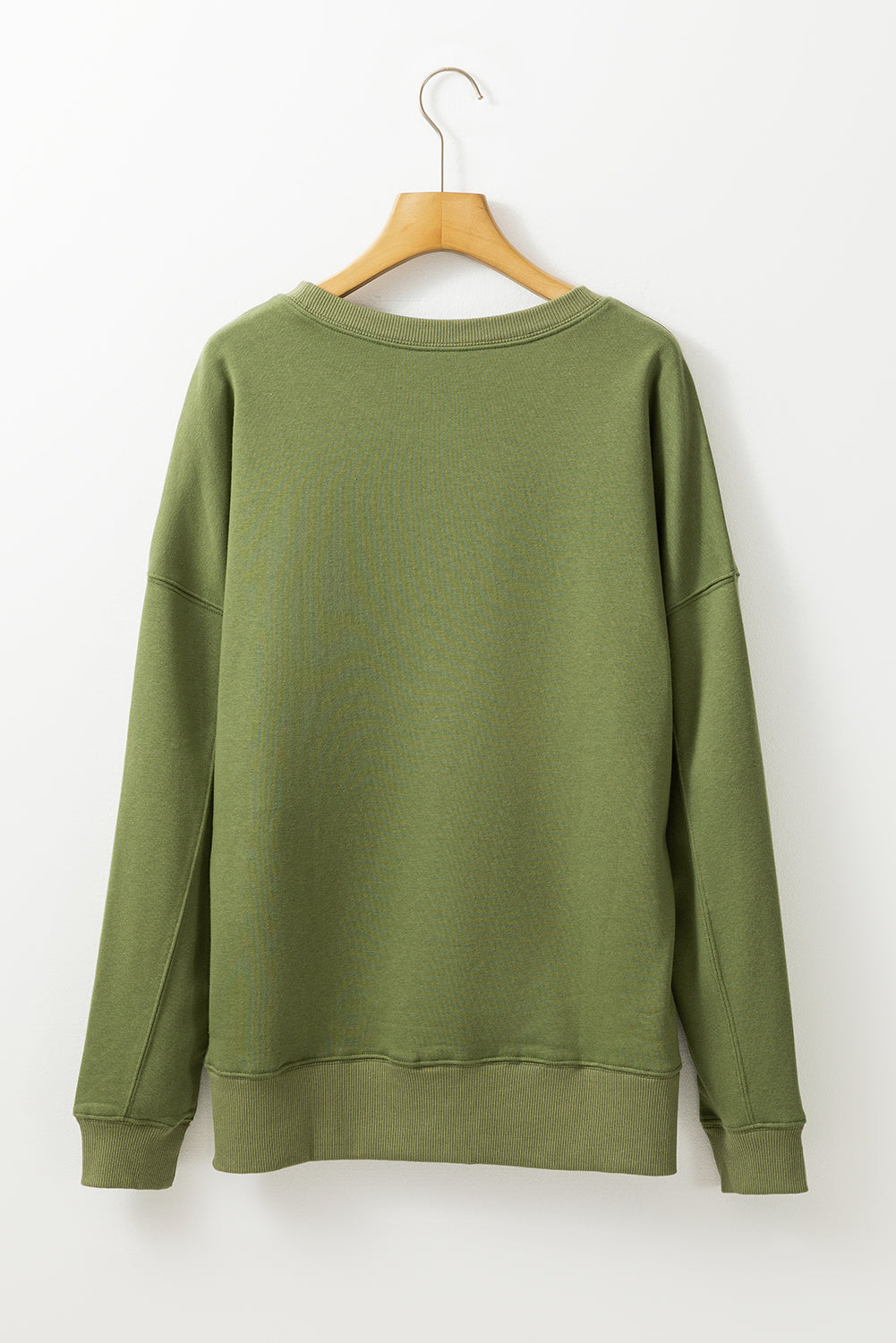 Drop Shoulder Crisscross Stitching Pocketed Loose Sweatshirt | Vineyard Green