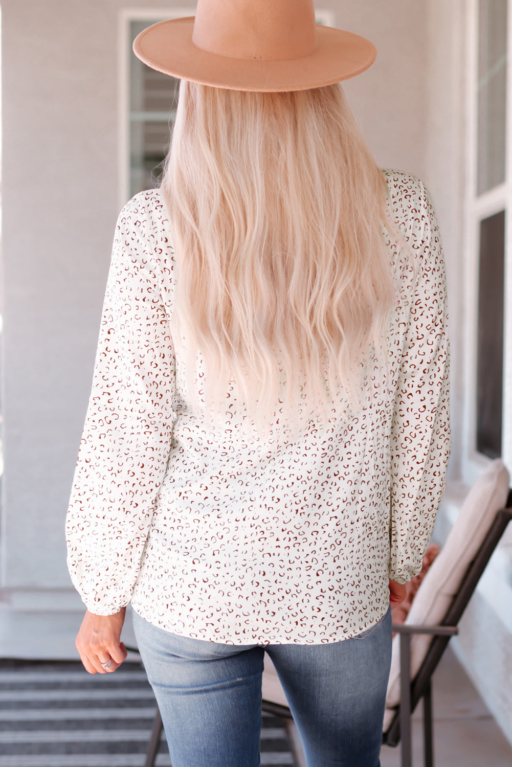 Crew Neck Long Sleeve Blouse | Leopard