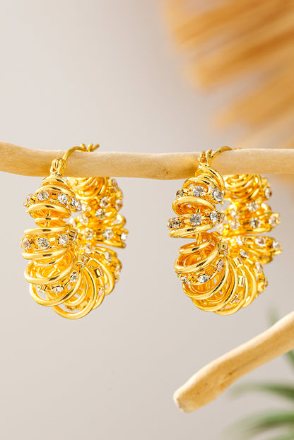 Rhinestone Spiral Plated Alloy Hook Earrings | White