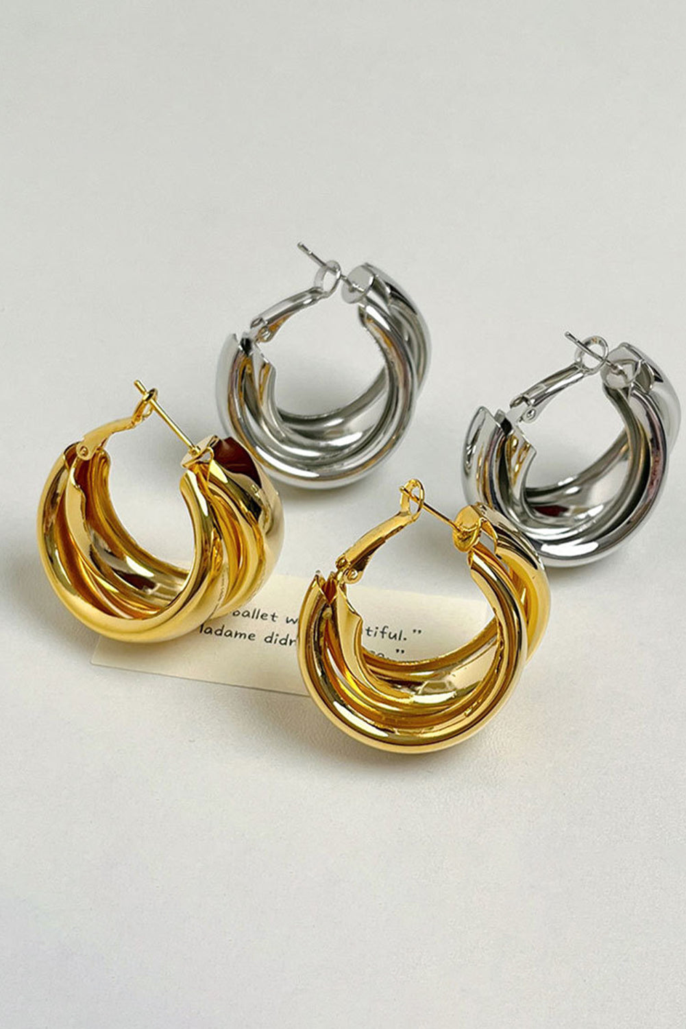 Layered Hoop Studded Earrings | Gold