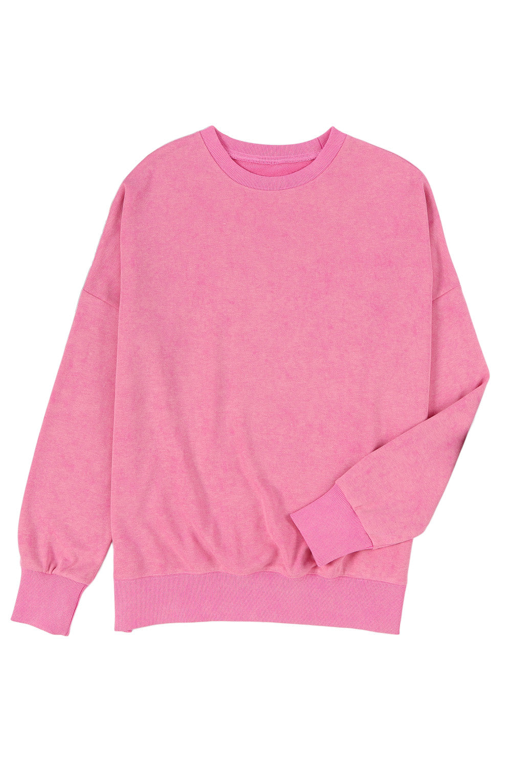 Drop Shoulder Ribbed Trim Oversized Sweatshirt | Pink