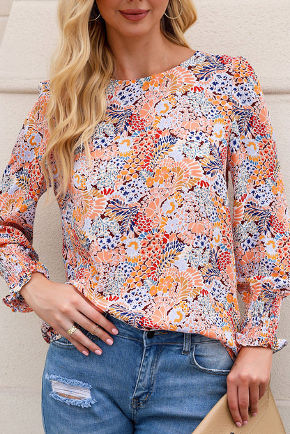 Puff Sleeve Floral Blouse | Sky Blue